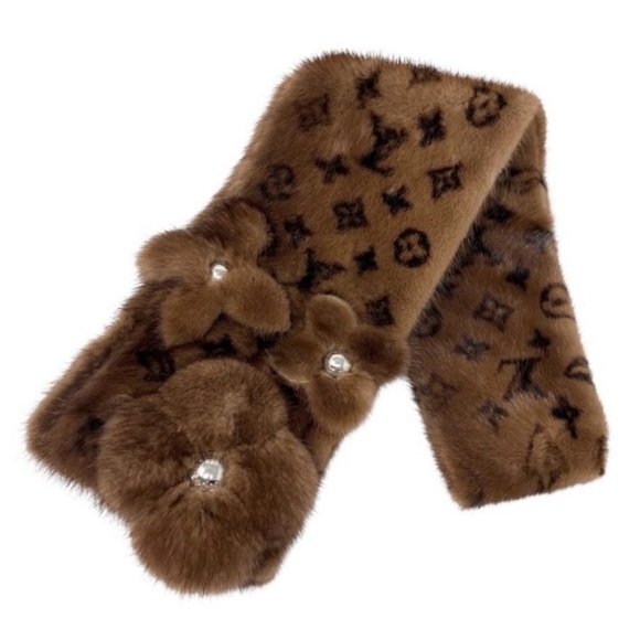 Louis Vuitton Accessories - Louis Vuitton Classic Vintage Monogram Mink fur Scarf Stole